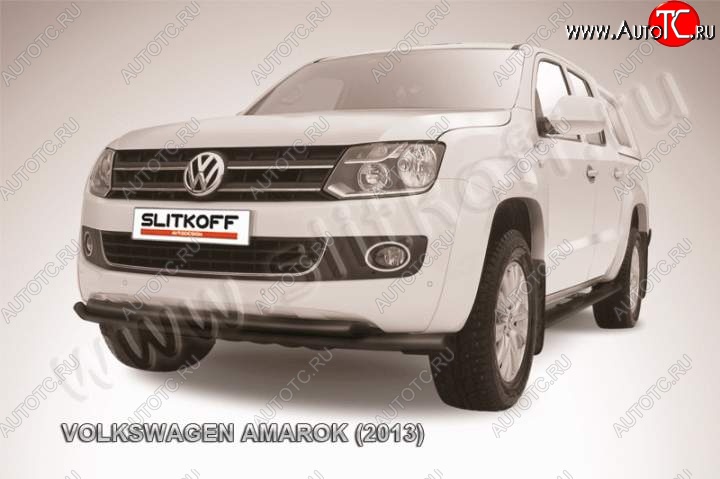 16 299 р. Защита переднего бампер Slitkoff Volkswagen Amarok дорестайлинг (2009-2016) (Цвет: серебристый)  с доставкой в г. Набережные‑Челны