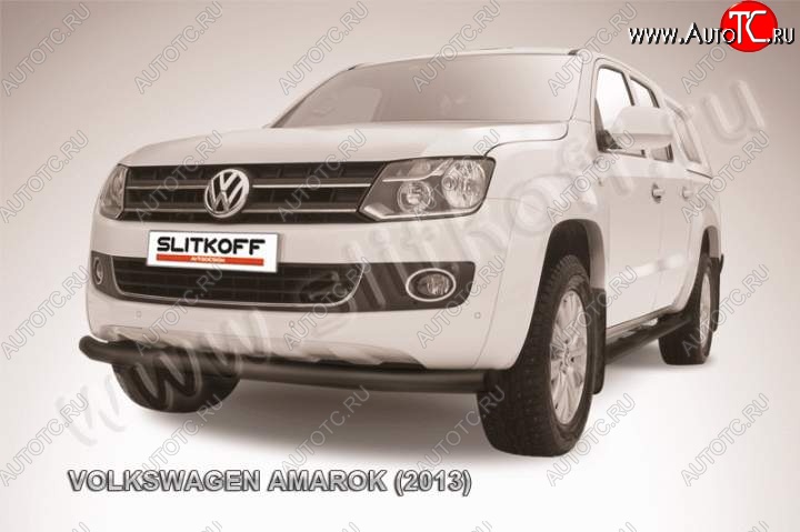 13 299 р. Защита переднего бампер Slitkoff Volkswagen Amarok дорестайлинг (2009-2016) (Цвет: серебристый)  с доставкой в г. Набережные‑Челны