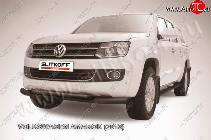 16 899 р. Защита переднего бампер Slitkoff Volkswagen Amarok дорестайлинг (2009-2016) (Цвет: серебристый)  с доставкой в г. Набережные‑Челны