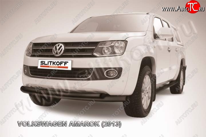 17 799 р. Защита переднего бампер Slitkoff Volkswagen Amarok дорестайлинг (2009-2016) (Цвет: серебристый)  с доставкой в г. Набережные‑Челны