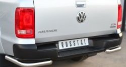 18 349 р. Одинарная защита заднего бампера из трубы диаметром 63 мм SLITKOFF  Volkswagen Amarok (2009-2016) дорестайлинг  с доставкой в г. Набережные‑Челны. Увеличить фотографию 2