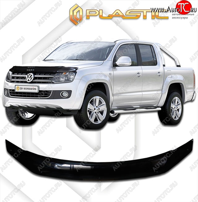 2 079 р. Дефлектор капота CA-Plastik  Volkswagen Amarok (2016-2022) рестайлинг (Classic черный, Без надписи)  с доставкой в г. Набережные‑Челны