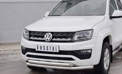 18 549 р. Защита переднего бампера (2 трубыØ63 мм, нержавейка) SLITKOFF  Volkswagen Amarok (2016-2022) рестайлинг  с доставкой в г. Набережные‑Челны. Увеличить фотографию 3