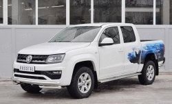 15 499 р. Защита переднего бампера (Ø63 мм с углами, нержавейка) SLITKOFF Volkswagen Amarok рестайлинг (2016-2022)  с доставкой в г. Набережные‑Челны. Увеличить фотографию 2