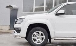 15 499 р. Защита переднего бампера (Ø63 мм с углами, нержавейка) SLITKOFF Volkswagen Amarok рестайлинг (2016-2022)  с доставкой в г. Набережные‑Челны. Увеличить фотографию 3