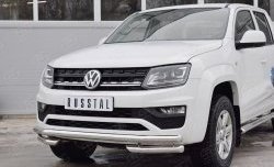 15 499 р. Защита переднего бампера (Ø63 мм с углами, нержавейка) SLITKOFF Volkswagen Amarok рестайлинг (2016-2022)  с доставкой в г. Набережные‑Челны. Увеличить фотографию 4