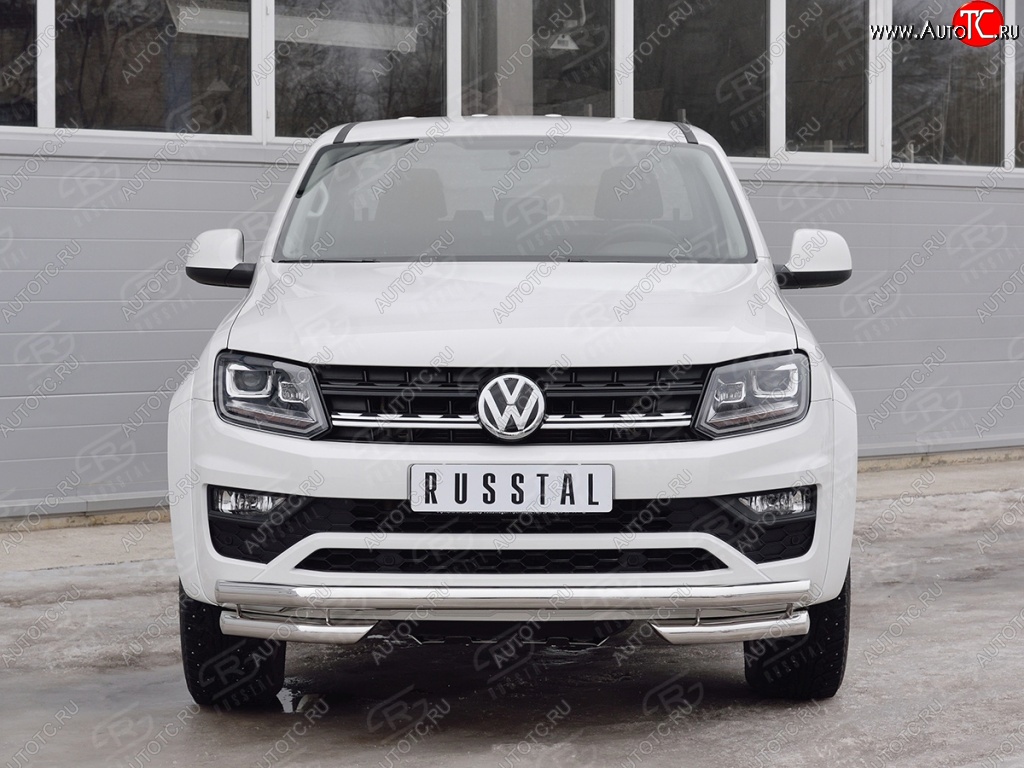 15 499 р. Защита переднего бампера (Ø63 мм с углами, нержавейка) SLITKOFF Volkswagen Amarok рестайлинг (2016-2022)  с доставкой в г. Набережные‑Челны