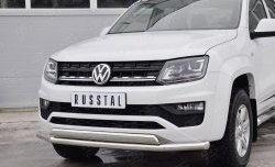 21 899 р. Защита переднего бампера (2 трубыØ63 и 75х42 мм, нержавейка) Russtal Volkswagen Amarok рестайлинг (2016-2022)  с доставкой в г. Набережные‑Челны. Увеличить фотографию 3