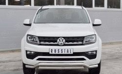 22 949 р. Защита переднего бампера (2 трубы Ø63 и 75х42 мм, нержавейка) Russtal  Volkswagen Amarok (2016-2022) рестайлинг  с доставкой в г. Набережные‑Челны. Увеличить фотографию 1