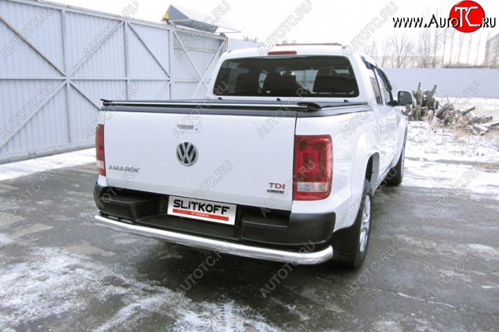 19 999 р. Защита заднего бампера из трубы диаметром 76 мм Slitkoff  Volkswagen Amarok (2016-2022) рестайлинг (Цвет: нержавеющая полированная сталь)  с доставкой в г. Набережные‑Челны