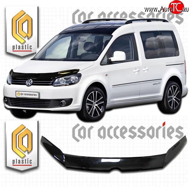 2 099 р. Дефлектор капота (левый руль) CA-Plastic  Volkswagen Caddy  2K (2010-2015) рестайлинг (Classic черный, Без надписи)  с доставкой в г. Набережные‑Челны