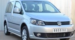 14 849 р. Защита порогов из круглой трубы диаметром 63 мм (рестайлинг) Russtal Volkswagen Caddy 2K дорестайлинг (2003-2010) (Защита порогов с со скосами на торцах (вариант 1))  с доставкой в г. Набережные‑Челны. Увеличить фотографию 4