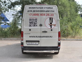 13 399 р. Защита заднего бампера (Ø75х42 мм, нержавейка) Russtal Volkswagen Crafter 2 (2017-2025)  с доставкой в г. Набережные‑Челны. Увеличить фотографию 2