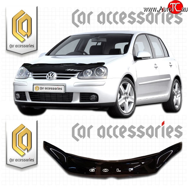 2 159 р. Дефлектор капота CA-Plastic  Volkswagen Golf  5 (2003-2009) универсал, хэтчбэк (Classic черный, Без надписи)  с доставкой в г. Набережные‑Челны