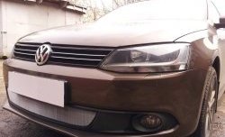 1 539 р. Сетка на бампер Russtal (хром)  Volkswagen Jetta  A6 (2011-2015) седан дорестайлинг  с доставкой в г. Набережные‑Челны. Увеличить фотографию 3