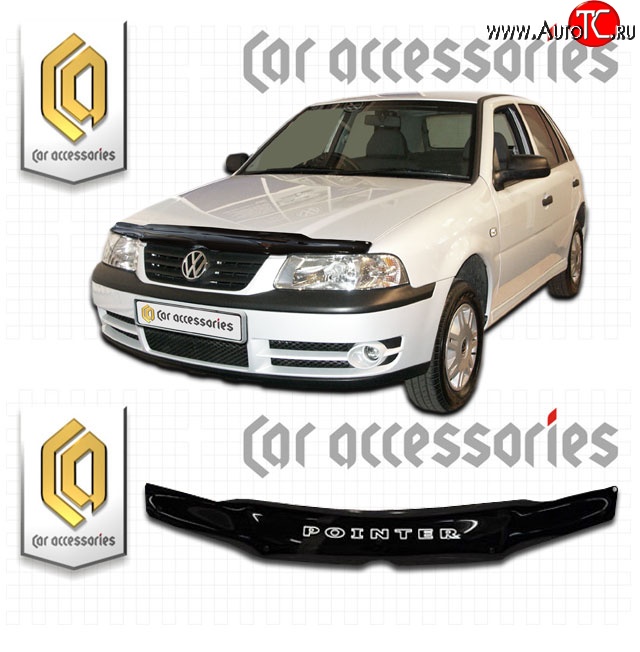 1 999 р. Дефлектор капота CA Plastic  Volkswagen Pointer (2006-2009) (Classic черный, Без надписи)  с доставкой в г. Набережные‑Челны