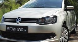 1 629 р. Реснички на фары RA Volkswagen Polo 5 хэтчбек дорестайлинг (2009-2015) (Неокрашенные)  с доставкой в г. Набережные‑Челны. Увеличить фотографию 2