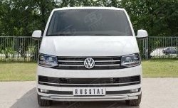 21 699 р. Защита переднего бампера (2 трубыØ42 мм, нержавейка) SLITKOFF Volkswagen Transporter T6 дорестайлинг (2015-2019)  с доставкой в г. Набережные‑Челны. Увеличить фотографию 2