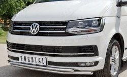 21 699 р. Защита переднего бампера (2 трубыØ42 мм, нержавейка) SLITKOFF Volkswagen Transporter T6 дорестайлинг (2015-2019)  с доставкой в г. Набережные‑Челны. Увеличить фотографию 3