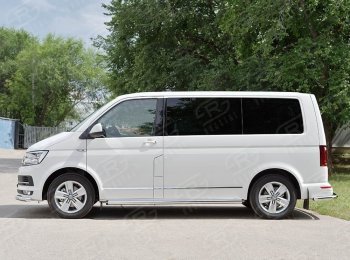 12 749 р. Правая защита порога SLITKOFF из круглой трубы диаметром 63 мм SLITKOFF  Volkswagen Caravelle  T6 - Transporter  T6  с доставкой в г. Набережные‑Челны. Увеличить фотографию 2