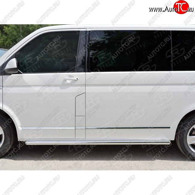 14 999 р. Правая защита порогов SLITKOFF из круглой трубы диаметром 63 мм v3 Volkswagen Caravelle T6 дорестайлинг (2015-2019)  с доставкой в г. Набережные‑Челны