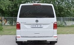 15 999 р. Защита заднего бампера (Ø42 мм, нержавейка, уголки) SLITKOFF Volkswagen Transporter T6 дорестайлинг (2015-2019)  с доставкой в г. Набережные‑Челны. Увеличить фотографию 2