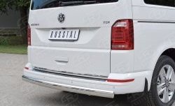 Защита заднего бампера (Ø75x42 мм, нержавейка, длинная база) Russtal Volkswagen Transporter T6 дорестайлинг (2015-2019)