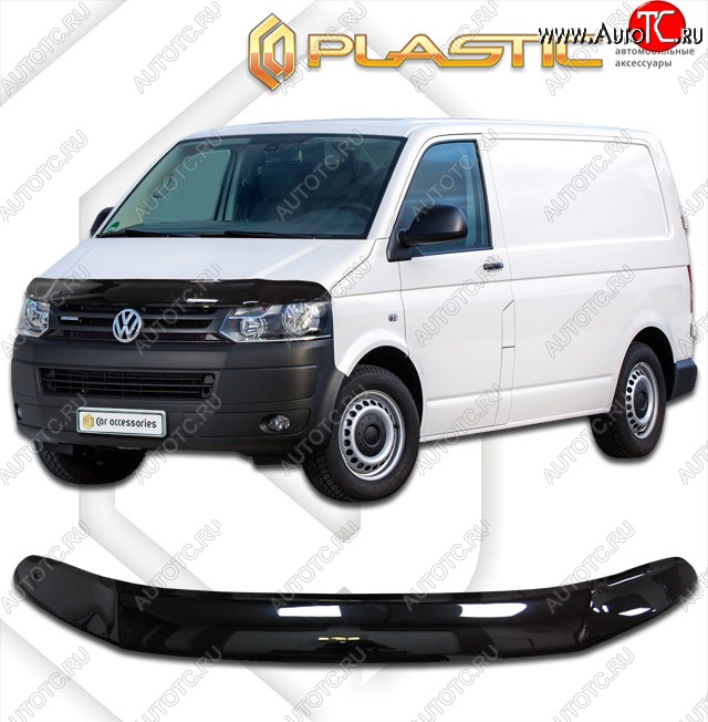 2 599 р. Дефлектор капота CA-Plastik (exclusive)  Volkswagen Multivan ( T6,  T6.1) (2016-2024) дорестайлинг, рестайлинг (Classic черный, Без надписи)  с доставкой в г. Набережные‑Челны