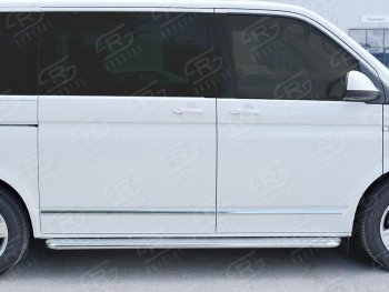 15 999 р. Левая широкая защита порогов с трубой диаметром 42 мм SLITKOFF  Volkswagen Multivan  T6 - Transporter  T6  с доставкой в г. Набережные‑Челны. Увеличить фотографию 2