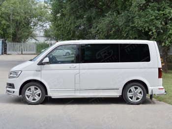 15 999 р. Правая широкая защита порогов SLITKOFF из круглой трубы d63 мм v2  Volkswagen Multivan  T6 - Transporter  T6  с доставкой в г. Набережные‑Челны. Увеличить фотографию 2