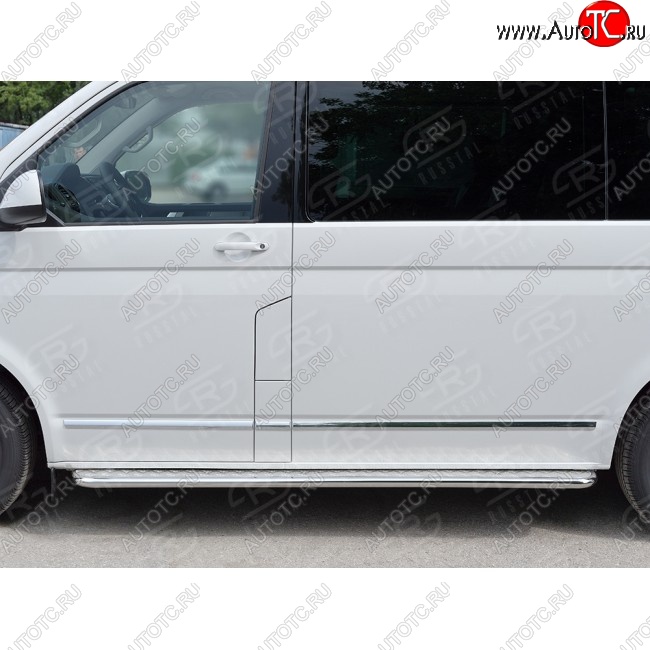 14 449 р. Правая широкая защита порогов SLITKOFF из круглой трубы d63 мм v2 Volkswagen Multivan T6 дорестайлинг (2016-2019)  с доставкой в г. Набережные‑Челны