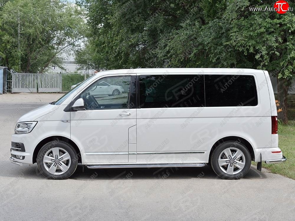 22 699 р. Правая защита порогов SLITKOFF из круглой трубы d63 мм v3  Volkswagen Multivan  T6 - Transporter  T6  с доставкой в г. Набережные‑Челны