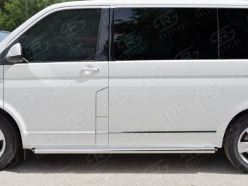 12 749 р. Правая защита порогов SLITKOFF из круглой трубы d63 мм v2  Volkswagen Multivan  T6 - Transporter  T6  с доставкой в г. Набережные‑Челны. Увеличить фотографию 1