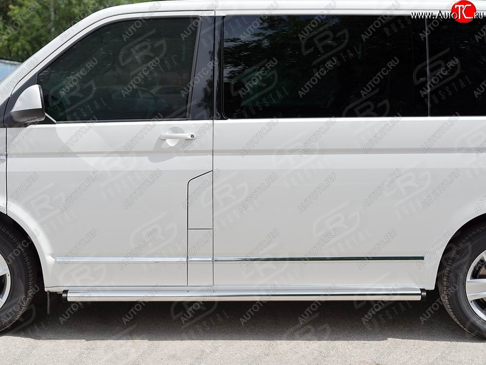 12 749 р. Правая защита порогов SLITKOFF из круглой трубы d63 мм v2  Volkswagen Multivan  T6 - Transporter  T6  с доставкой в г. Набережные‑Челны