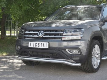 20 899 р. Защита переднего бампера (Ø63 мм волна, нержавейка) SLITKOFF  Volkswagen Teramont  CA1 (2016-2020) дорестайлинг  с доставкой в г. Набережные‑Челны. Увеличить фотографию 4