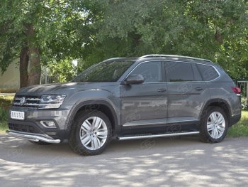 23 999 р. Защита переднего бампера (2 трубы Ø63 и 42 мм, нержавейка) SLITKOFF  Volkswagen Teramont  CA1 (2016-2020) дорестайлинг  с доставкой в г. Набережные‑Челны. Увеличить фотографию 2