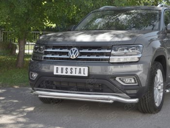 23 999 р. Защита переднего бампера (2 трубы Ø63 и 42 мм, нержавейка) SLITKOFF  Volkswagen Teramont  CA1 (2016-2020) дорестайлинг  с доставкой в г. Набережные‑Челны. Увеличить фотографию 4