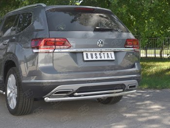 16 999 р. Защита заднего бампера (2 трубы Ø63 и 42 мм, нержавейка) SLITKOFF  Volkswagen Teramont  CA1 (2016-2020) дорестайлинг  с доставкой в г. Набережные‑Челны. Увеличить фотографию 4