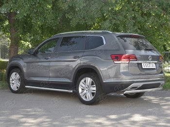 10 649 р. Защита заднего бампера (Ø75х42 мм, нержавейка) Russtal  Volkswagen Teramont  CA1 (2016-2020) дорестайлинг  с доставкой в г. Набережные‑Челны. Увеличить фотографию 2