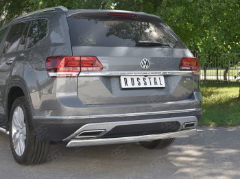 10 649 р. Защита заднего бампера (Ø75х42 мм, нержавейка) Russtal  Volkswagen Teramont  CA1 (2016-2020) дорестайлинг  с доставкой в г. Набережные‑Челны. Увеличить фотографию 4