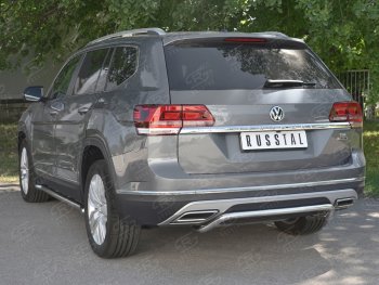 16 899 р. Защита заднего бампера (Ø42 мм волна, нержавейка) SLITKOFF  Volkswagen Teramont  CA1 (2016-2020) дорестайлинг  с доставкой в г. Набережные‑Челны. Увеличить фотографию 4