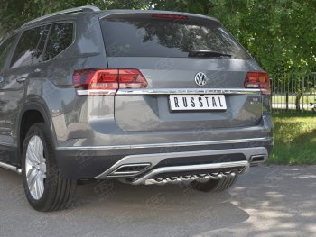 24 649 р. Защита заднего бампера (Ø42 мм, волна+зубы, нержавейка) SLITKOFF Volkswagen Teramont CA1 дорестайлинг (2016-2020)  с доставкой в г. Набережные‑Челны. Увеличить фотографию 4