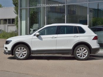 20 749 р. Пороги труба 75х42 овал с проступью Russtal Volkswagen Tiguan Mk2 дорестайлинг (2016-2020)  с доставкой в г. Набережные‑Челны. Увеличить фотографию 4