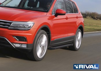 9 499 р. Порожки для ног Rival Volkswagen Tiguan Mk2 дорестайлинг (2016-2020) (Чёрные)  с доставкой в г. Набережные‑Челны. Увеличить фотографию 4