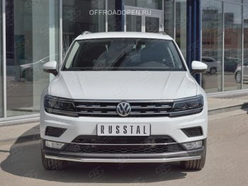 16 999 р. Защита переднего бампера (Ø42 мм, нержавейка, NOT OFF ROAD) SLITKOFF  Volkswagen Tiguan  Mk2 (2016-2020) дорестайлинг  с доставкой в г. Набережные‑Челны. Увеличить фотографию 4