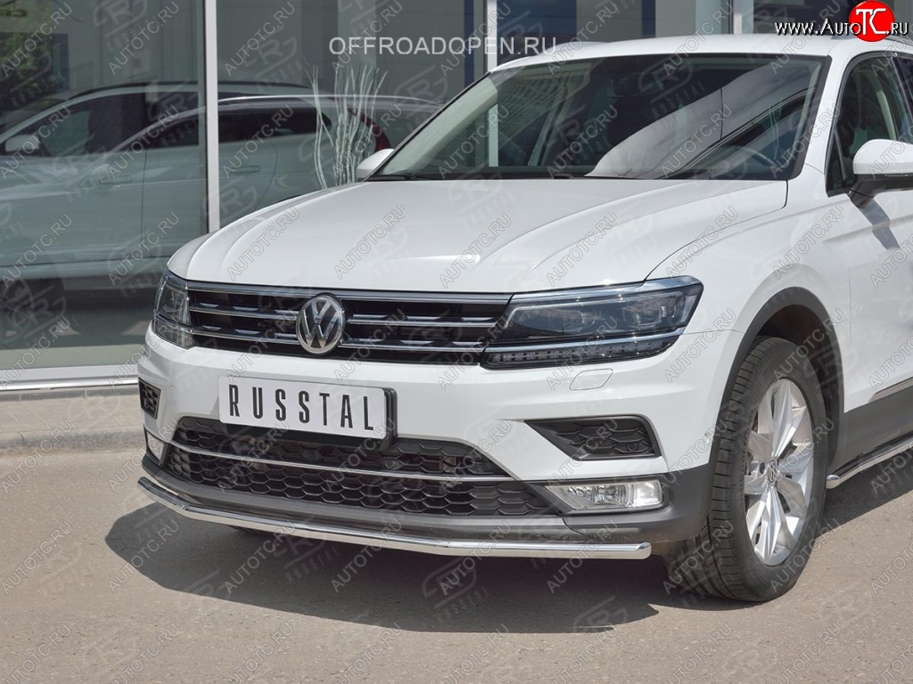 16 999 р. Защита переднего бампера (Ø42 мм, нержавейка, NOT OFF ROAD) SLITKOFF  Volkswagen Tiguan  Mk2 (2016-2020) дорестайлинг  с доставкой в г. Набережные‑Челны