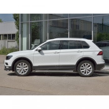 18 799 р.  Защита порогов (Ø63 мм, секции) SLITKOFF  Volkswagen Tiguan  Mk2 (2016-2020) дорестайлинг (Вариант 2 (пластиковые заглушки))  с доставкой в г. Набережные‑Челны. Увеличить фотографию 2