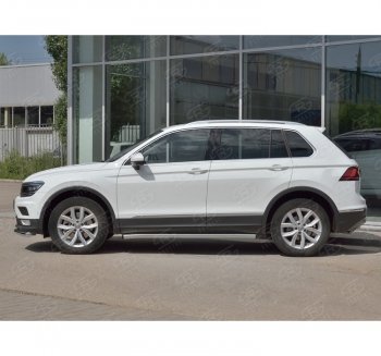 18 799 р.  Защита порогов (Ø63 мм, секции) SLITKOFF  Volkswagen Tiguan  Mk2 (2016-2020) дорестайлинг (Вариант 2 (пластиковые заглушки))  с доставкой в г. Набережные‑Челны. Увеличить фотографию 3