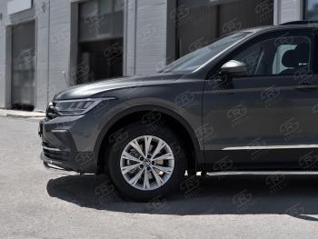 17 399 р. Защита переднего бампера (Ø42 мм нержавейка, NOT R-LINE) SLITKOFF  Volkswagen Tiguan  Mk2 (2020-2022) рестайлинг (полированная нержавейка)  с доставкой в г. Набережные‑Челны. Увеличить фотографию 3