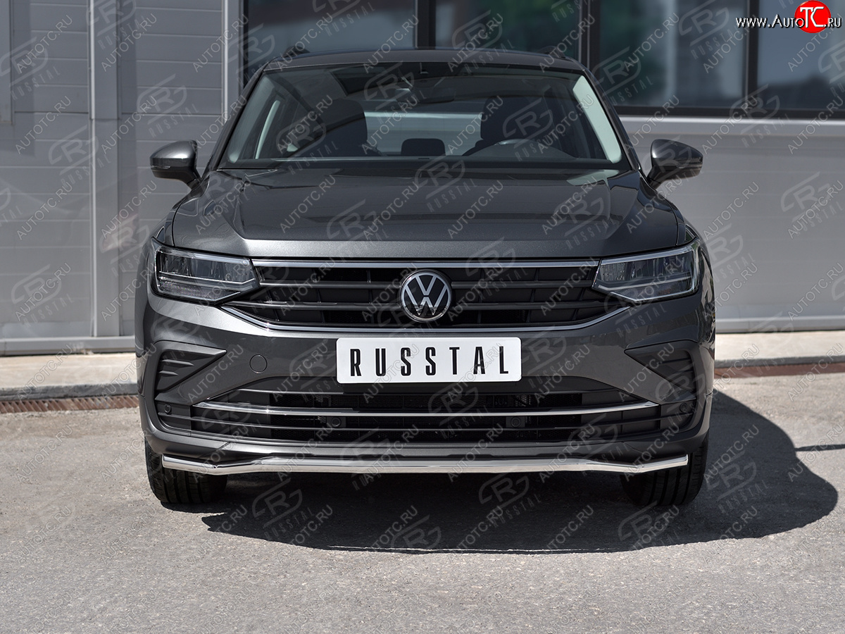 17 999 р. Защита переднего бампера (Ø42 мм волна, нержавейка, NOT R-LINE) SLITKOFF  Volkswagen Tiguan  Mk2 (2020-2022) рестайлинг  с доставкой в г. Набережные‑Челны